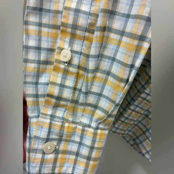 Orvis Shirt Mens Large TALL Classic Fit Wrinkle Free Plaid Two Yellow Blue - Picture 11 of 16